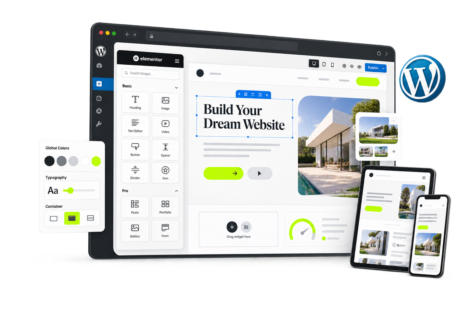 Premium WordPress website development and page builder workspace